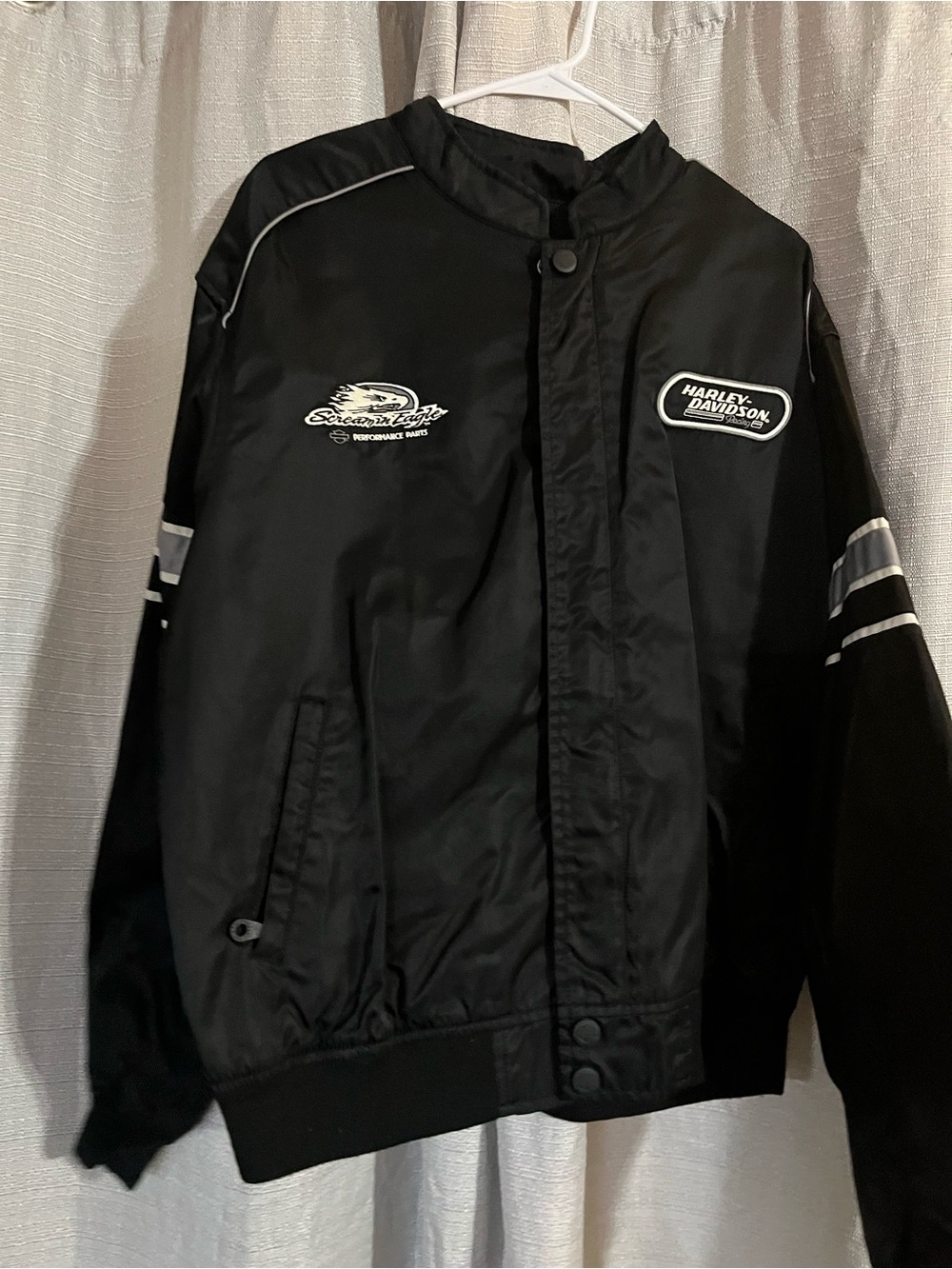 VINTAGE-Harley-Davidson Black Jacket with White Accents